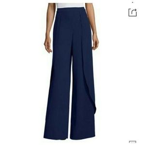 Alice + Olivia High Waist Slit Wide Leg Pant Navy Blue